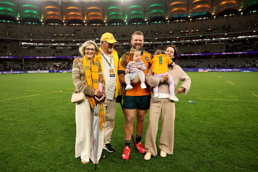 James Slipper poses with family after his international 'retirement' in October 2025. James Slipper poses with family after his international 'retirement' in October 2025.