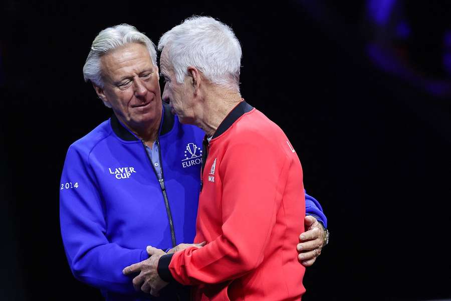 McEnroe and Borg when they were team captains for the Rod Laver Cup tournament,