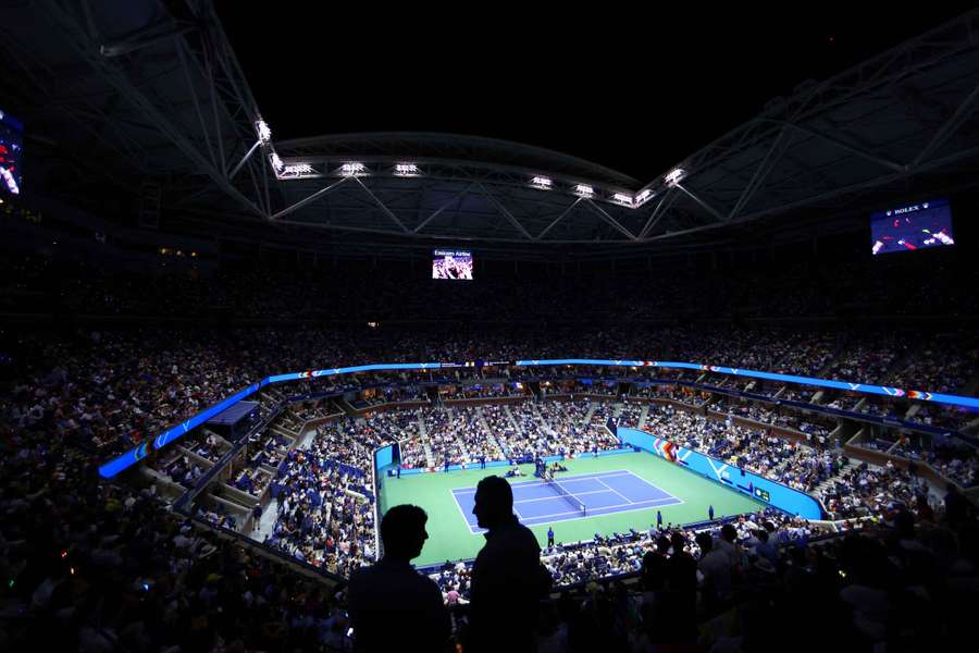 Fans watch the US Open second-round match between Botic van de Zandschulp from the Netherlands and Carlos Alcaraz of Spain