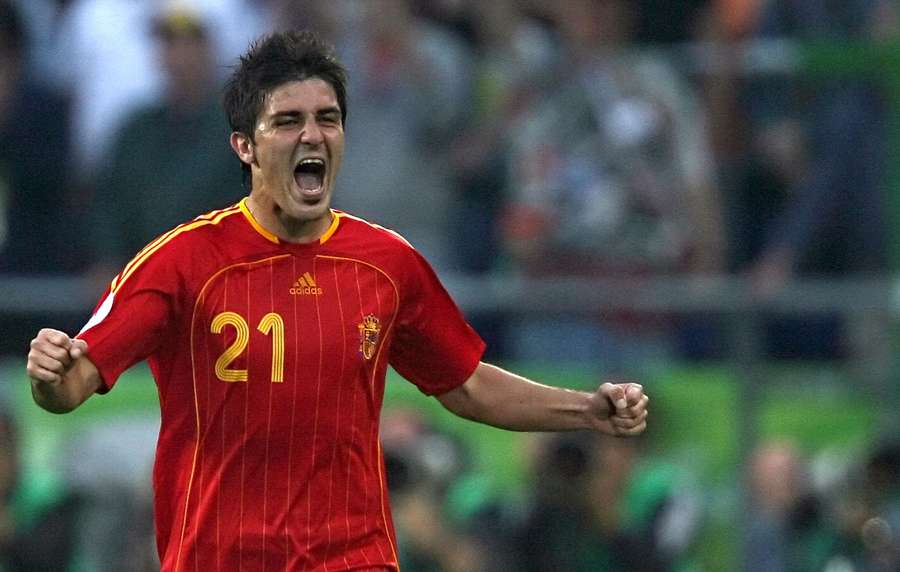 David Villa celebra su gol contra Francia en 2006 David Villa celebra su gol contra Francia en 2006