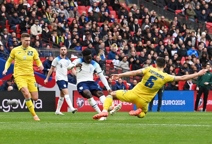 Saka scores England's second goal