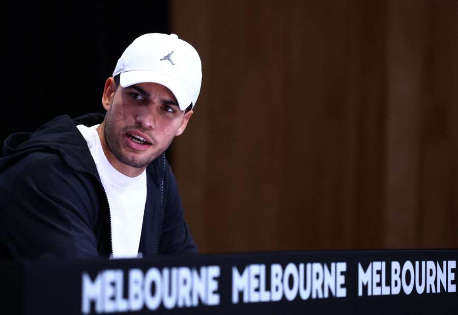 Carlos Alcaraz during a press conference ahead of the Australian Open