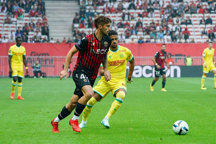 Mattia Viti au duel face à Nantes (1-1).