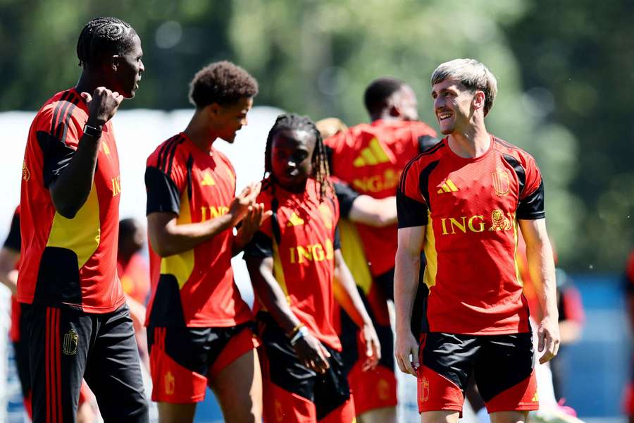 Belgium in training ahead of their World Cup opener Belgium in training ahead of their World Cup opener