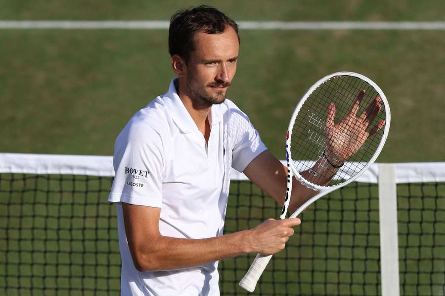 Daniil Medvedev celebrates after winning his third round clash