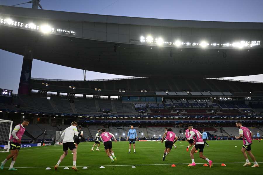 Man City take part in a training session ahead of the Champions League final