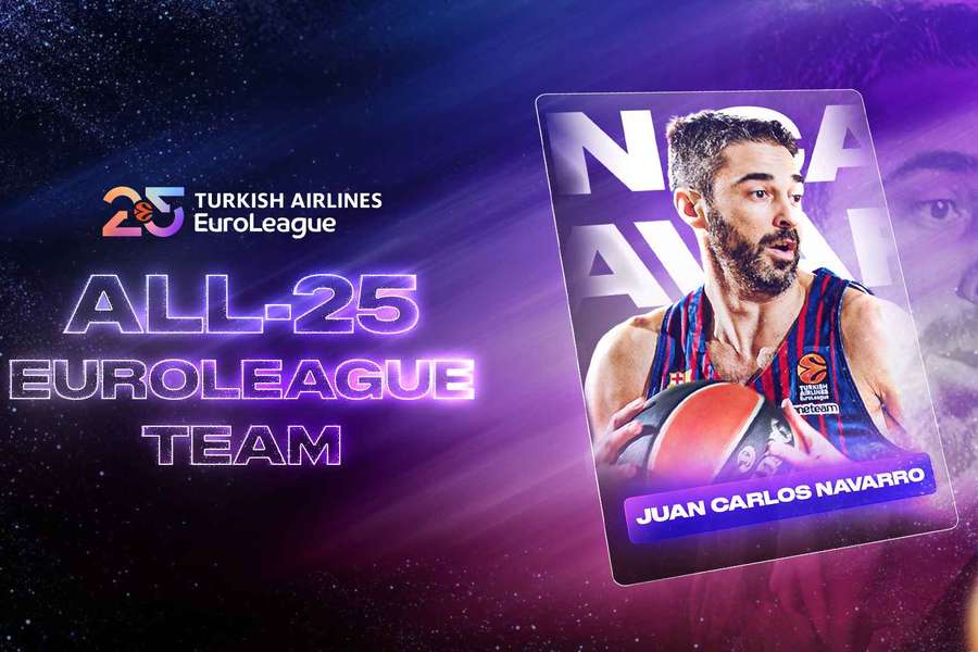 Juan Carlos Navarro, con su tarjeta de miembro del All-25 Euroleague Team