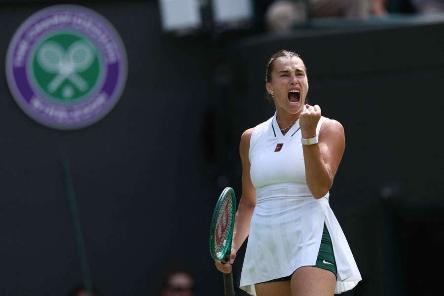Sabalenka em ação em Wimbledon