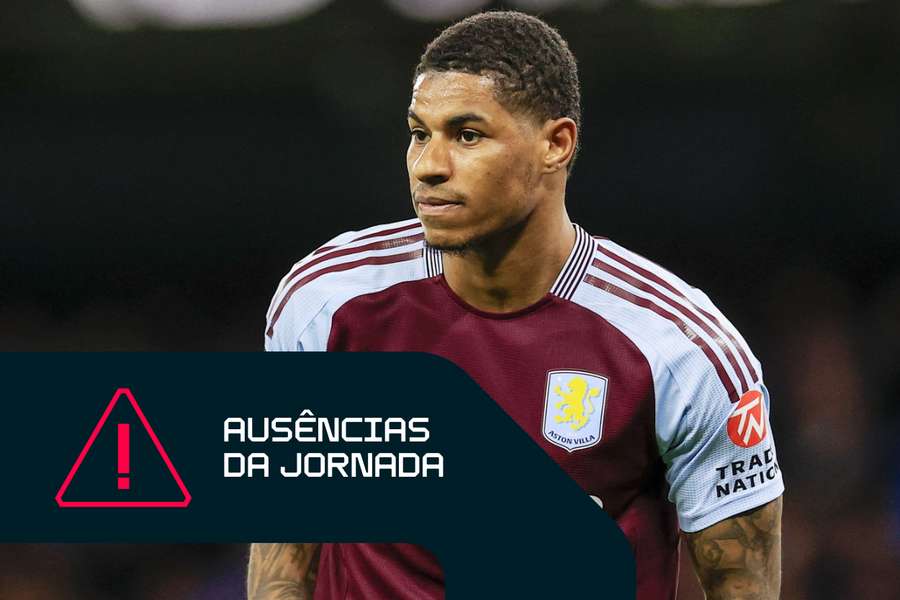 Marcus Rashford, do Aston Villa, continua lesionado