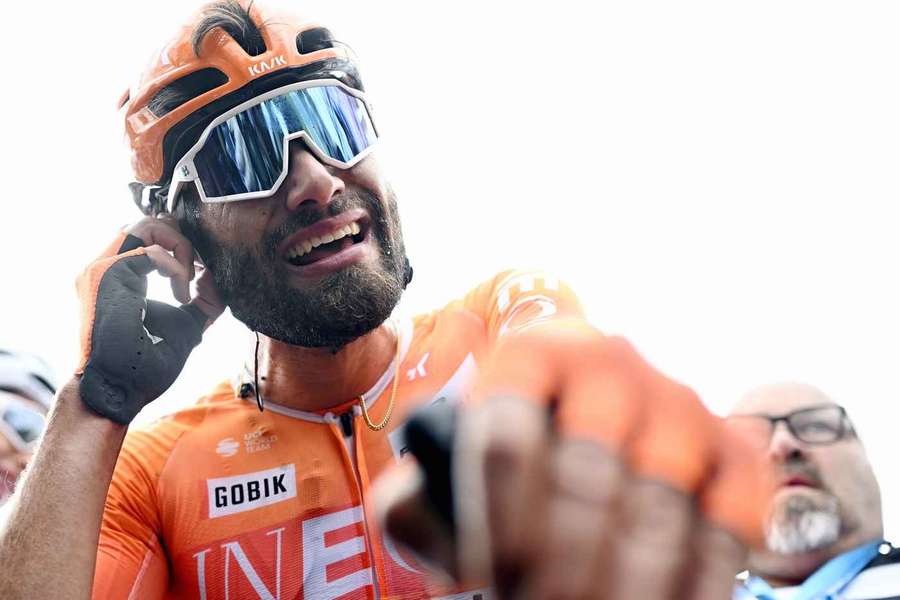 Spokojný Ganna v cieli po víťazstve.