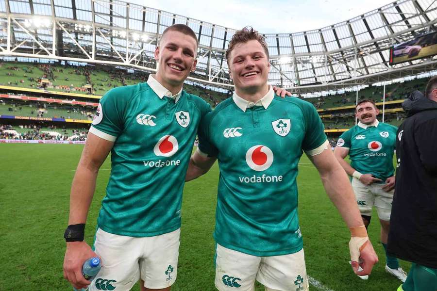 The Prendergast brothers celebrate a win over Japan in 2025