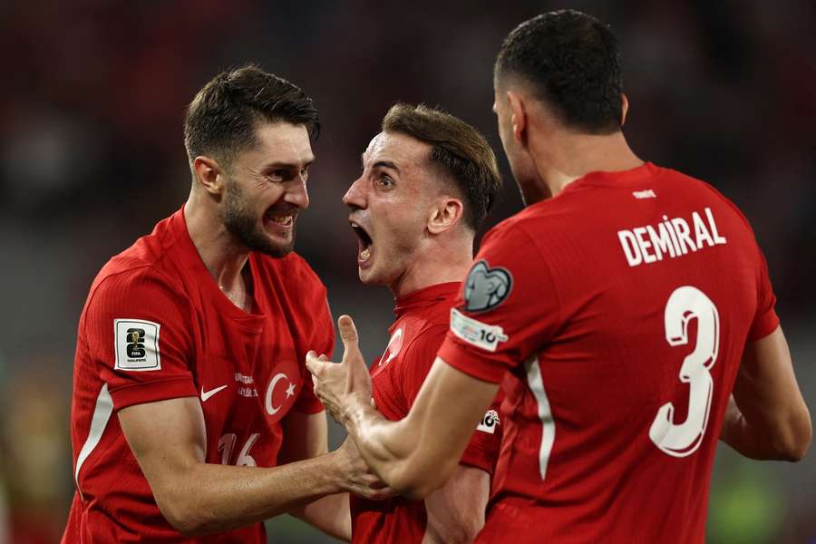 Turkey's midfielder Muhammed Kerem Akturkoglu celebrates scoring