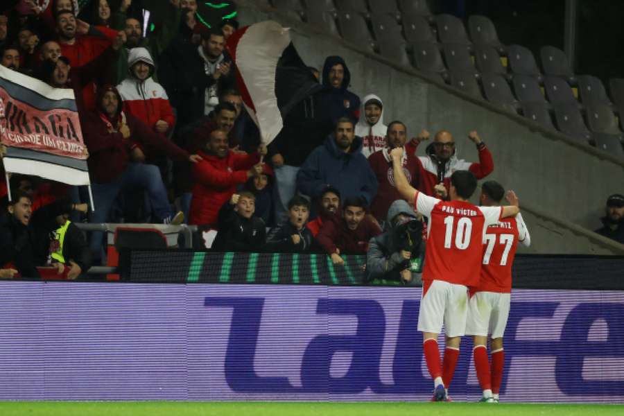 Braga players celebrate goal