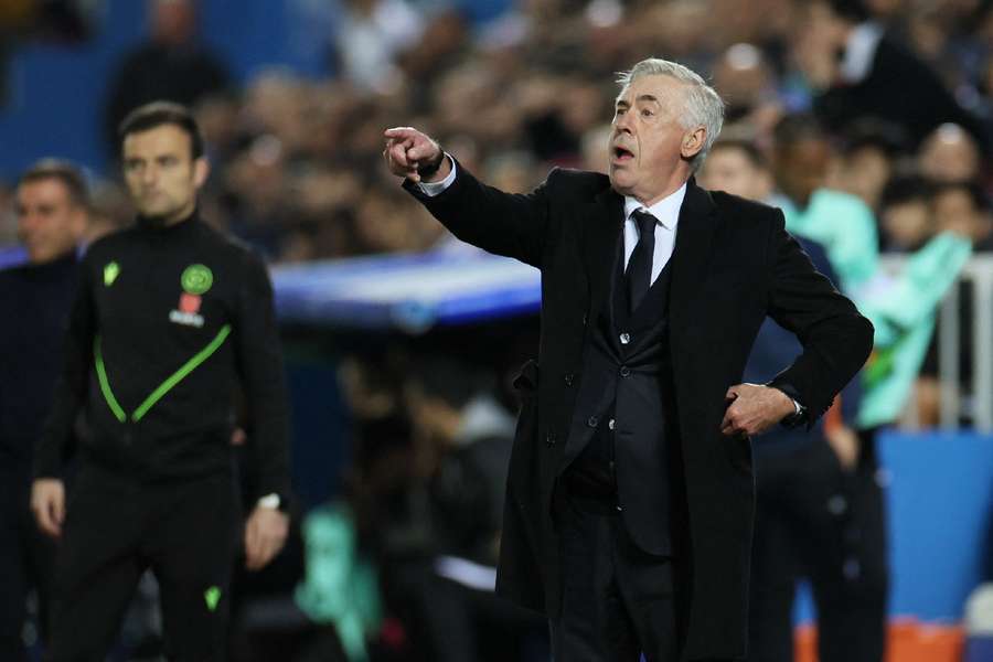 Real Madrid coach Carlo Ancelotti reacts 