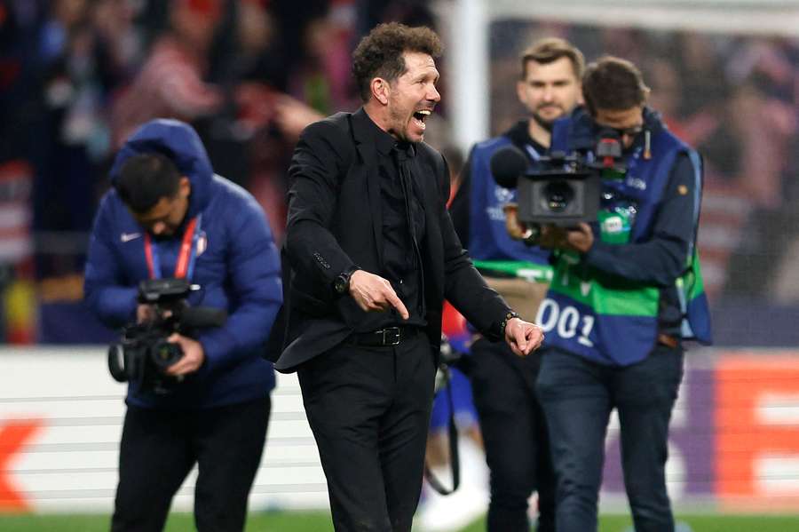 Simeone celebrates after the match