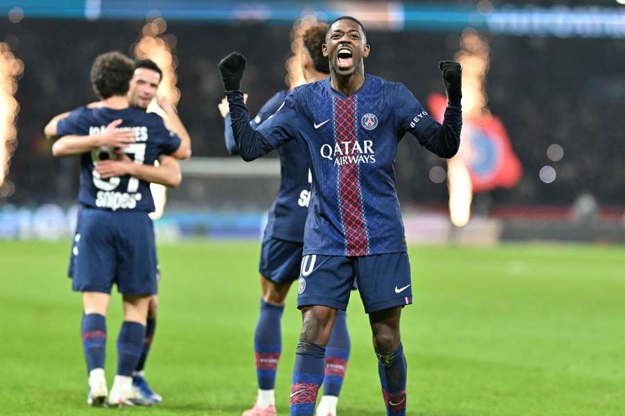 Ousmane Dembele celebrates