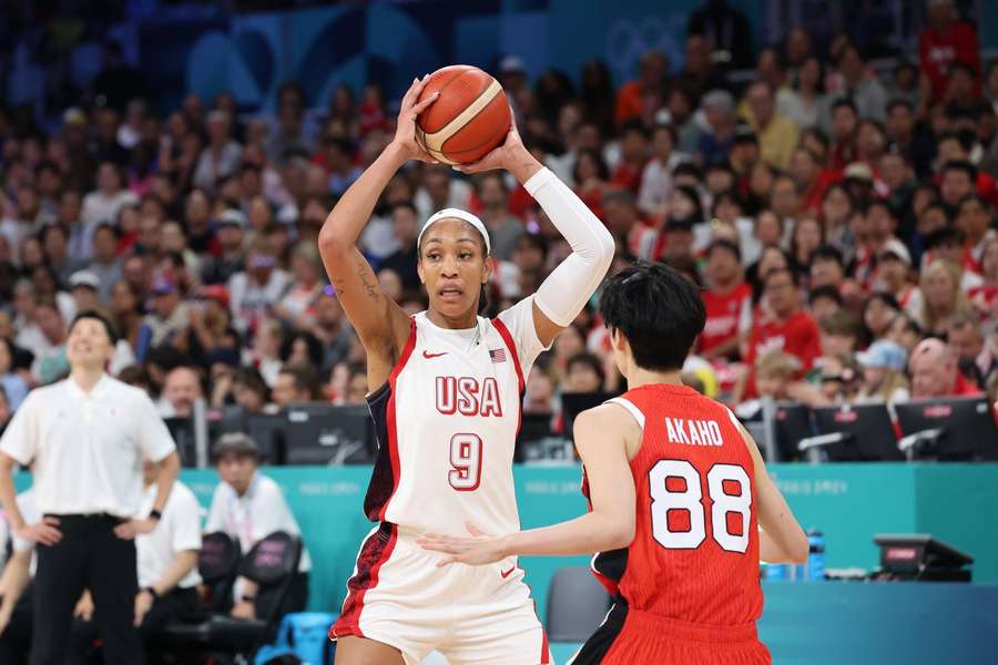 The USA's A'ja Wilson in action against Japan