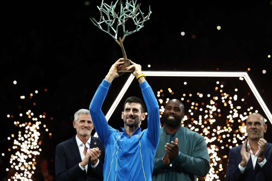 Djokovic celebrates his victory
