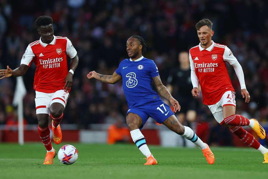 Raheem Sterling in action for Chelsea against Arsenal