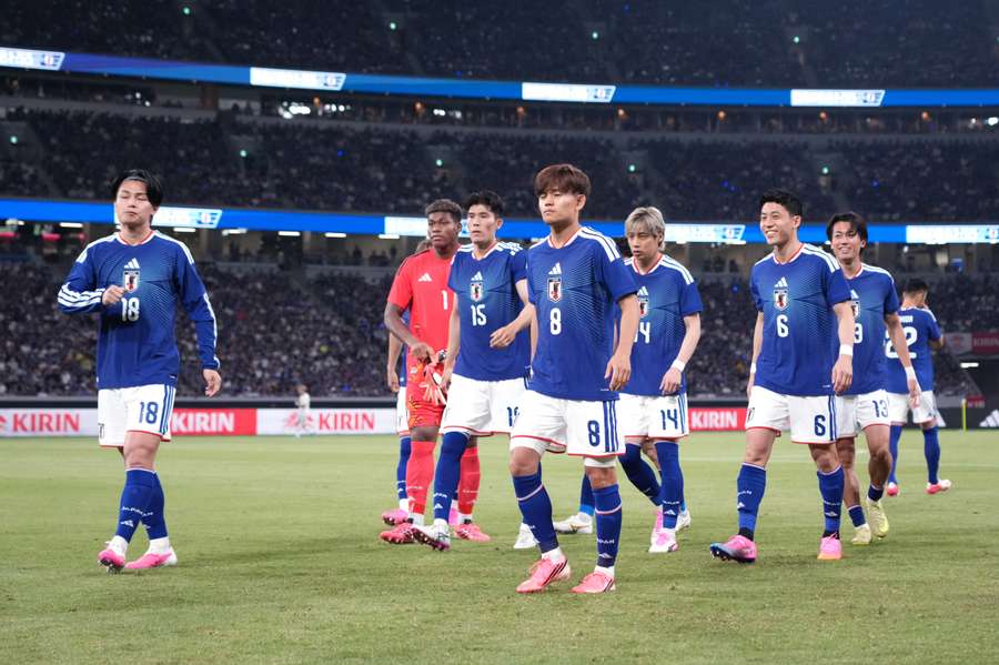 Les joueurs du Japon avant le match amical face à l’Islande, le 31 mai 2026 au MUFG Stadium de Tokyo.