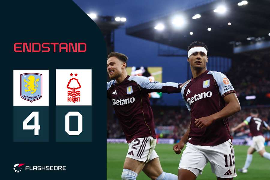 Ollie Watkins (r.) von Aston Villa feiert mit Matty Cash ihr erstes Tor