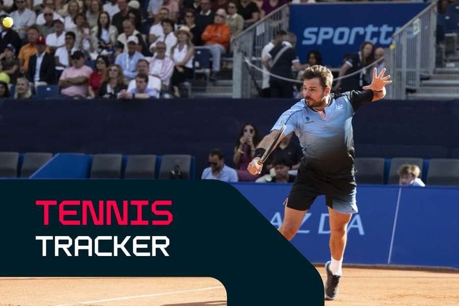 Wawrinka hits a backhand