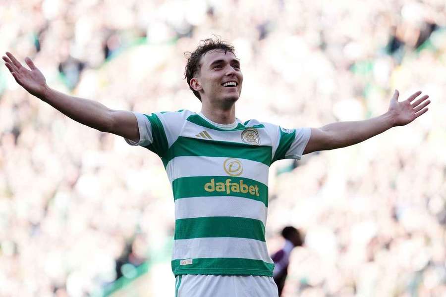 Celtic's Callum Osmand celebrates scoring their side's fourth goal Celtic's Callum Osmand celebrates scoring their side's fourth goal