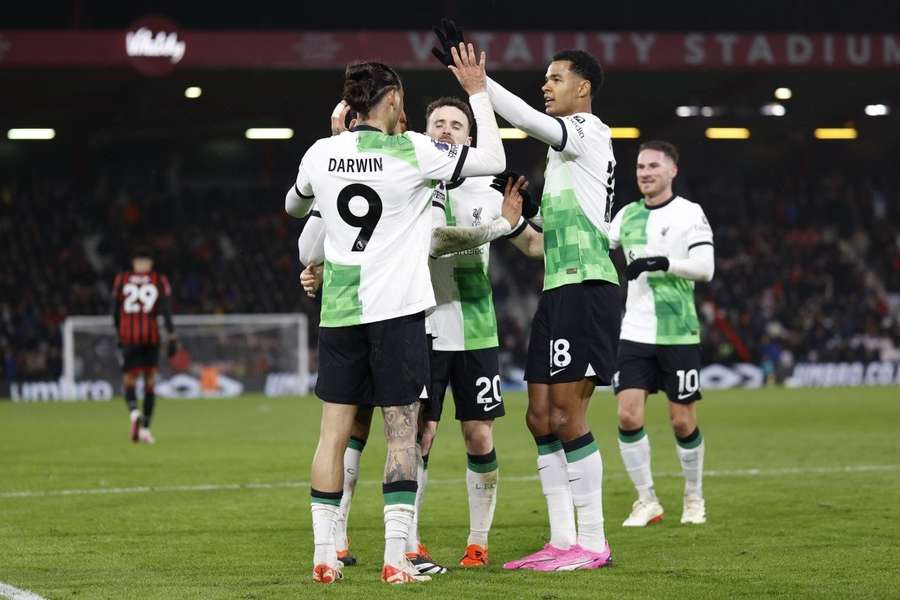 Liverpool's players celebrate their win