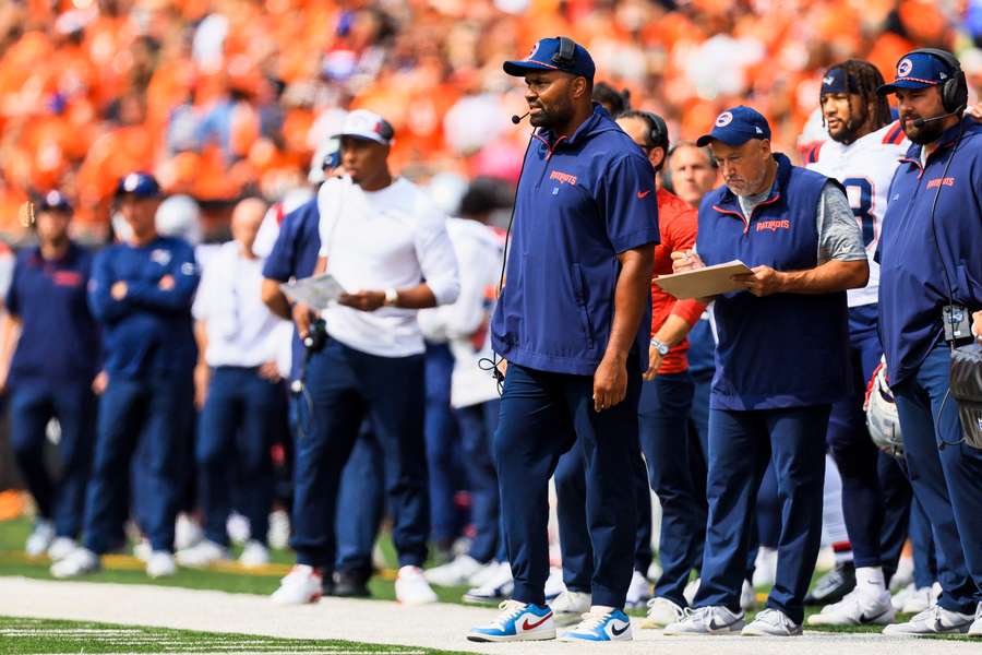 New England Patriots head coach Jerod Mayo during the second half against the Cincinnati Bengals 