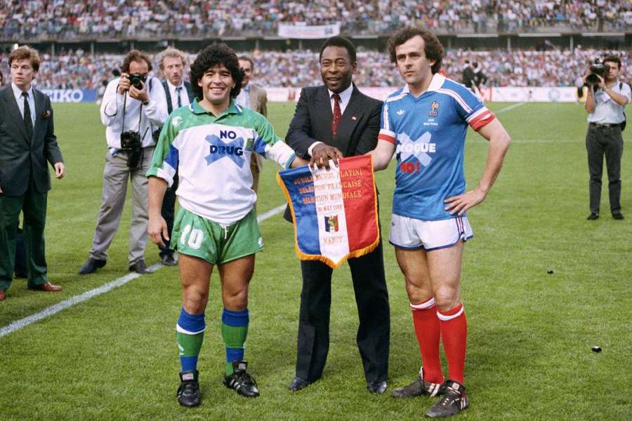 Pelé et Maradona présents au jubilé de Platini le 23 mai 1988 à Nancy.