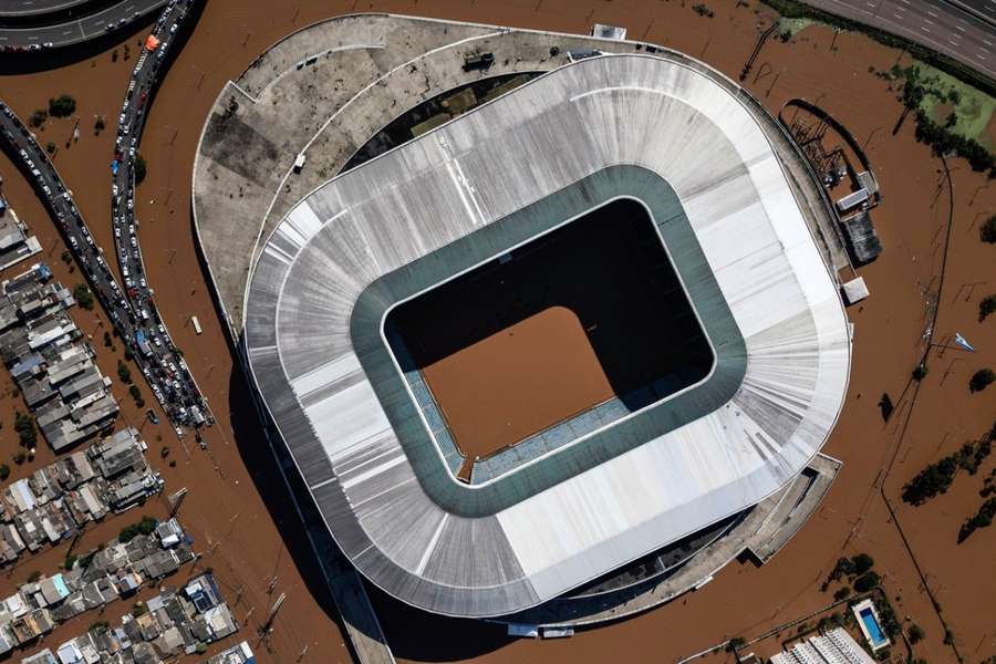 Gremio's stadium after the flooding in May