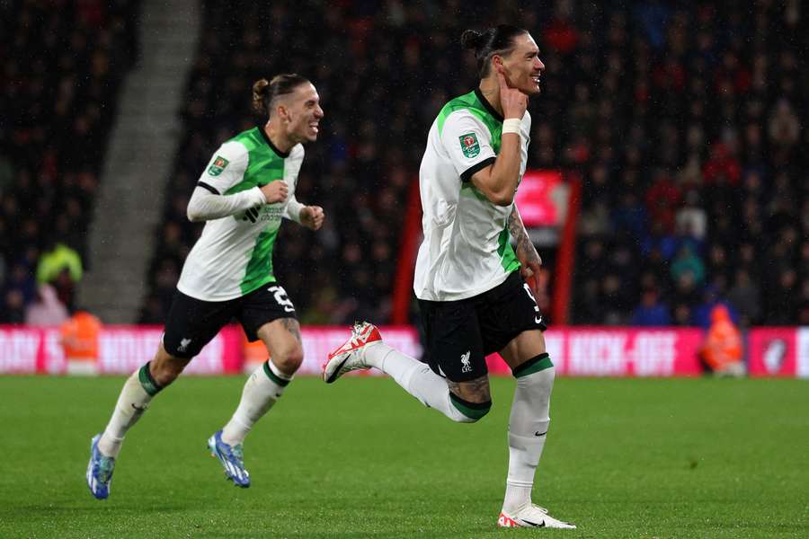 Darwin Núñez garantiu a classificação do Liverpool contra o Bournemouth