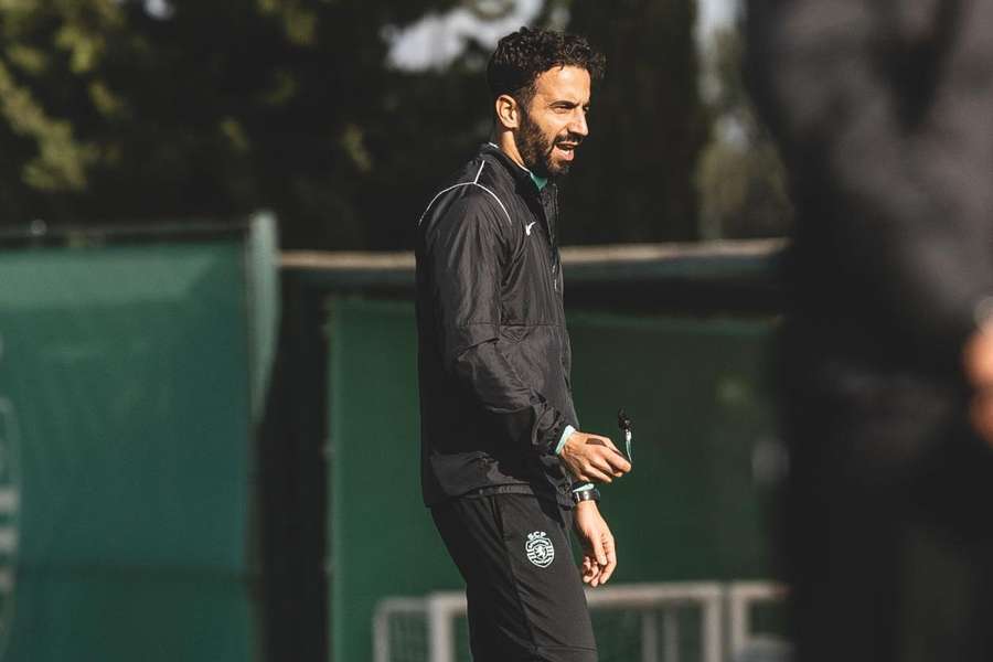 Rúben Amorim no treino desta quinta-feira do Sporting