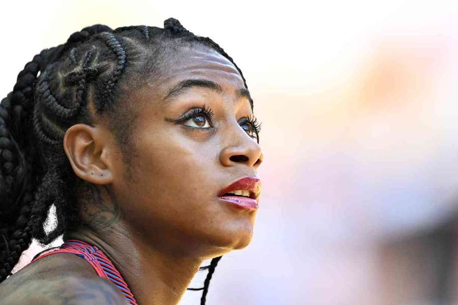 Sha'Carri Richardson - the world's fastest woman - reacts after qualifying from her 200m heat