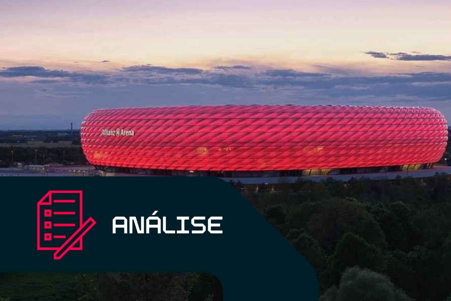 A Allianz Arena, banhada por uma iluminação vermelha, vai receber a final da Liga dos Campeões desta época