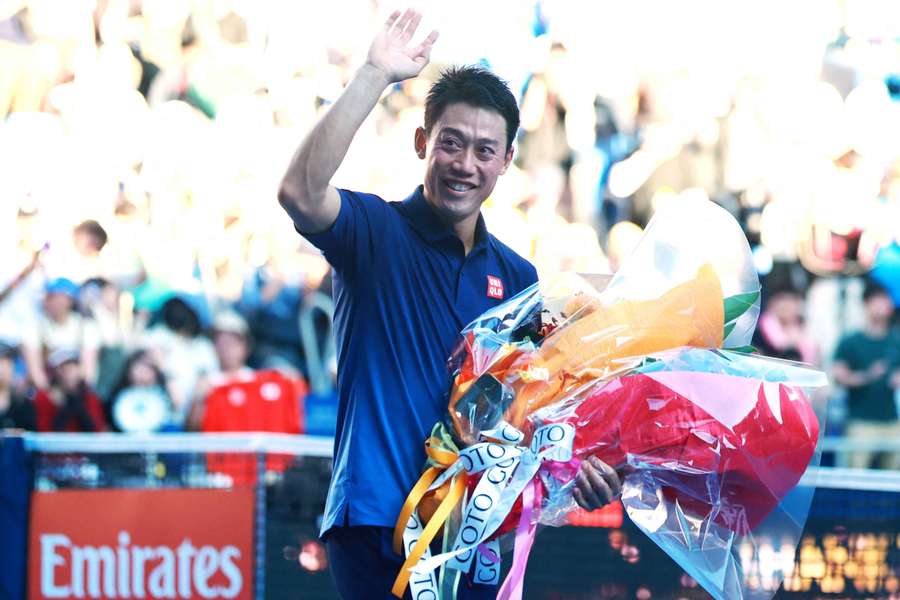 Kei Nishikori leaves the court for the last time