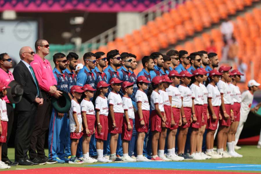 Afghanistan players line up ahead of 2023 World Cup clash with South Africa