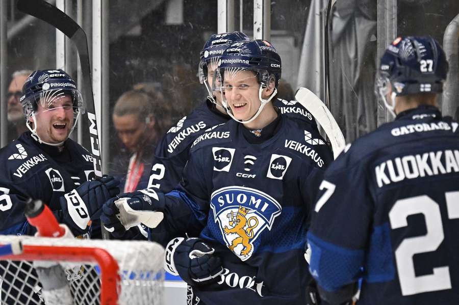 Finland in action in a warm-up match against Sweden