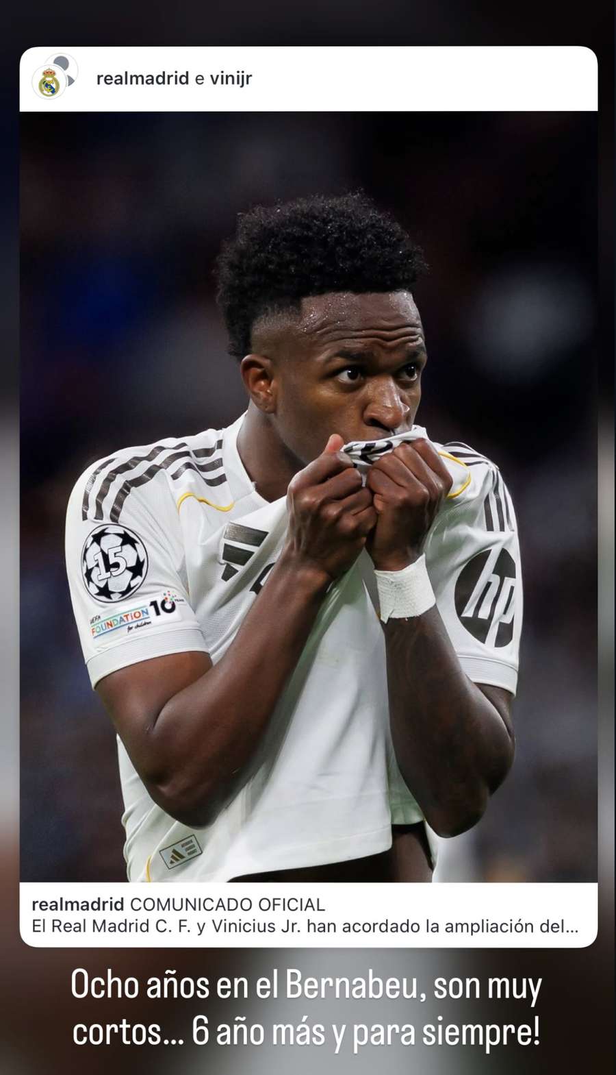 La historia de Vinicius en Instagram La historia de Vinicius en Instagram