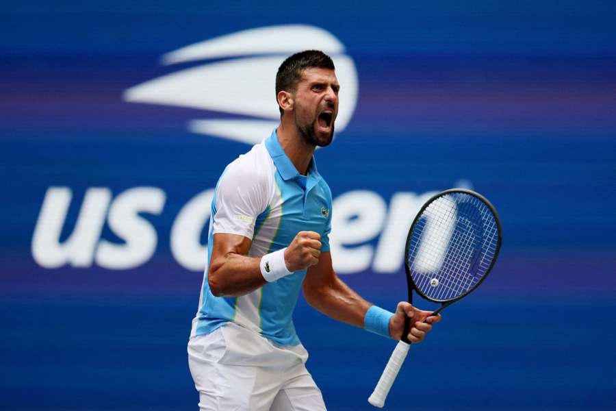 Novak Djokovic roars in delight at the US Open