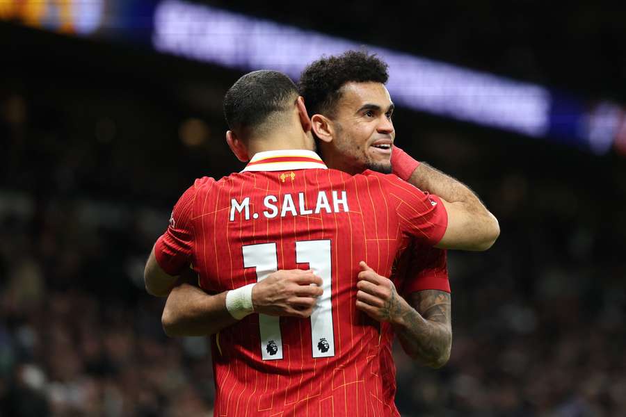 Luis Díaz e Mohamed Salah fizeram dois gols cada Luis Díaz e Mohamed Salah fizeram dois gols cada
