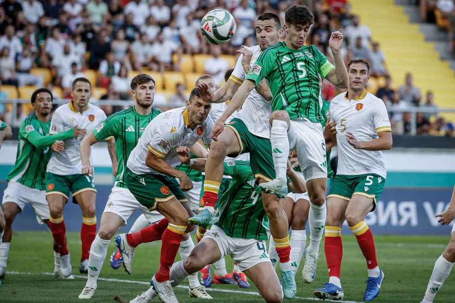 Northern Ireland's Trai Hume fights for the ball during the UEFA Nations League match between Bulgaria and Northern Ireland