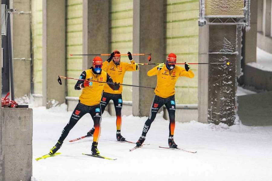 Von links nach rechts: Roman Rees, Johannes Kühn und Philipp Nawrath im gemeinsamen Training Ende Oktober