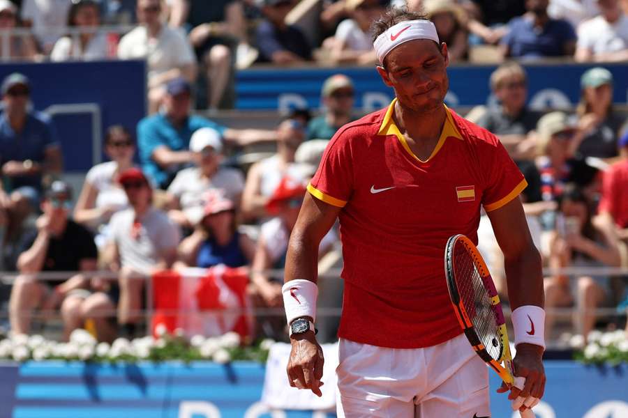 Nadal reacts during the match