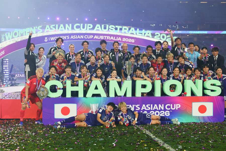 Japan celebrate winning the Asian Cup