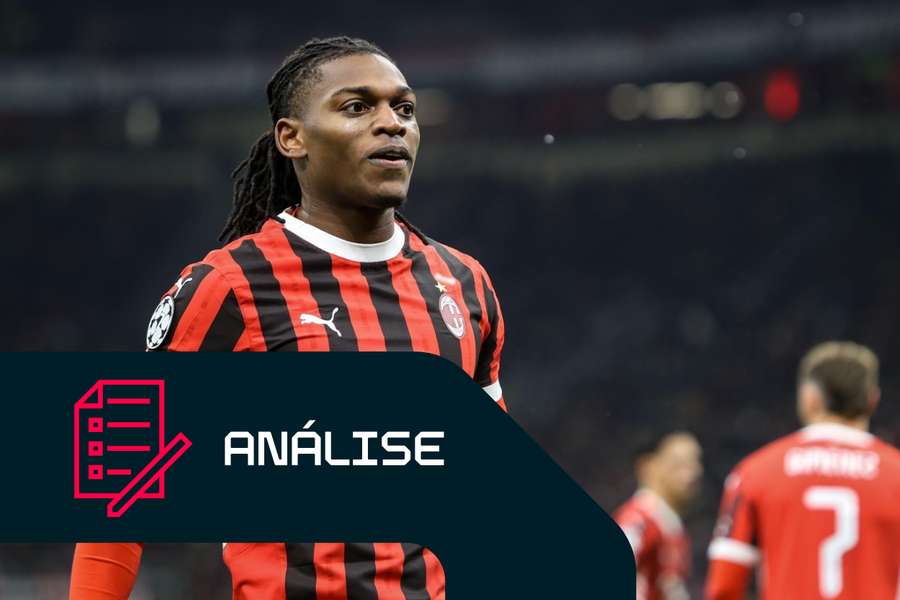 Rafael Leão do AC Milan durante o jogo da Liga dos Campeões frente ao Feyenoord Rafael Leão do AC Milan durante o jogo da Liga dos Campeões frente ao Feyenoord