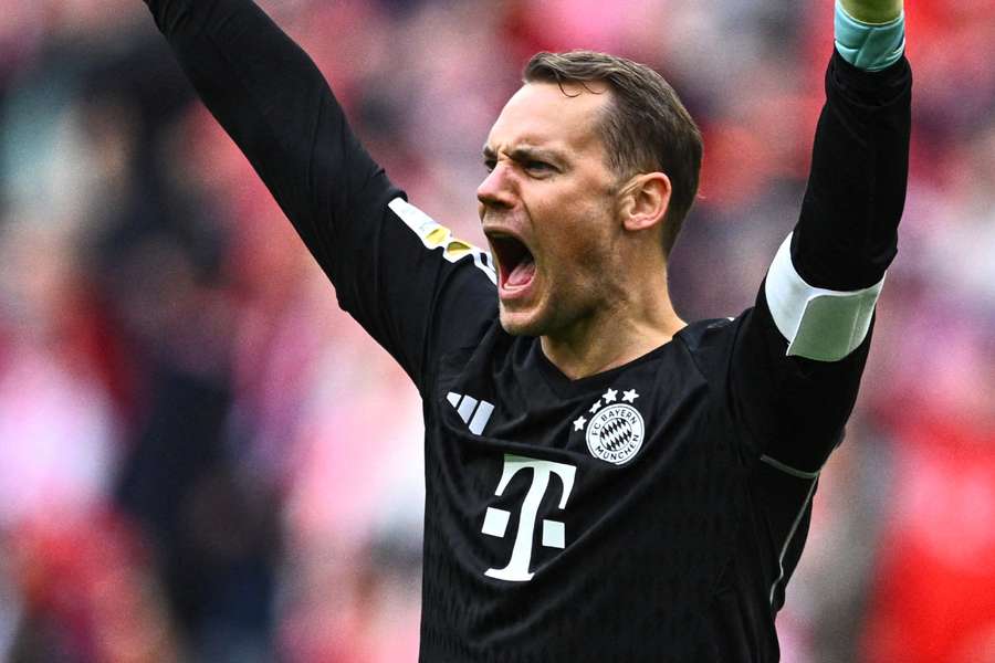 Manuel Neuer reacts during Bayern's 8-0 win over Darmstadt on Saturday