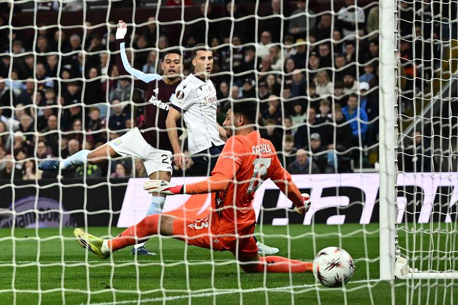 Aston Villa's Morgan Rogers scores their third goal