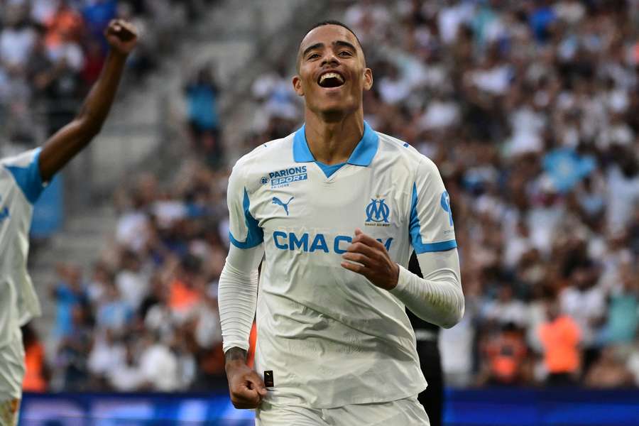 El inglés Mason Greenwood celebra su gol durante el partido amistoso entre el OM y el Sevilla en el Velódromo. El inglés Mason Greenwood celebra su gol durante el partido amistoso entre el OM y el Sevilla en el Velódromo.