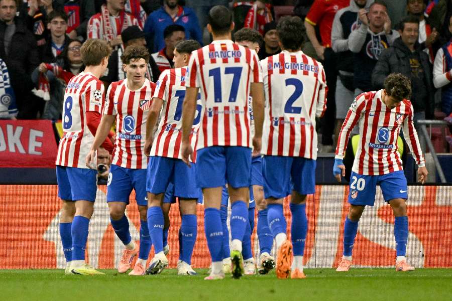 El Atleti, celebrando uno de sus goles El Atleti, celebrando uno de sus goles